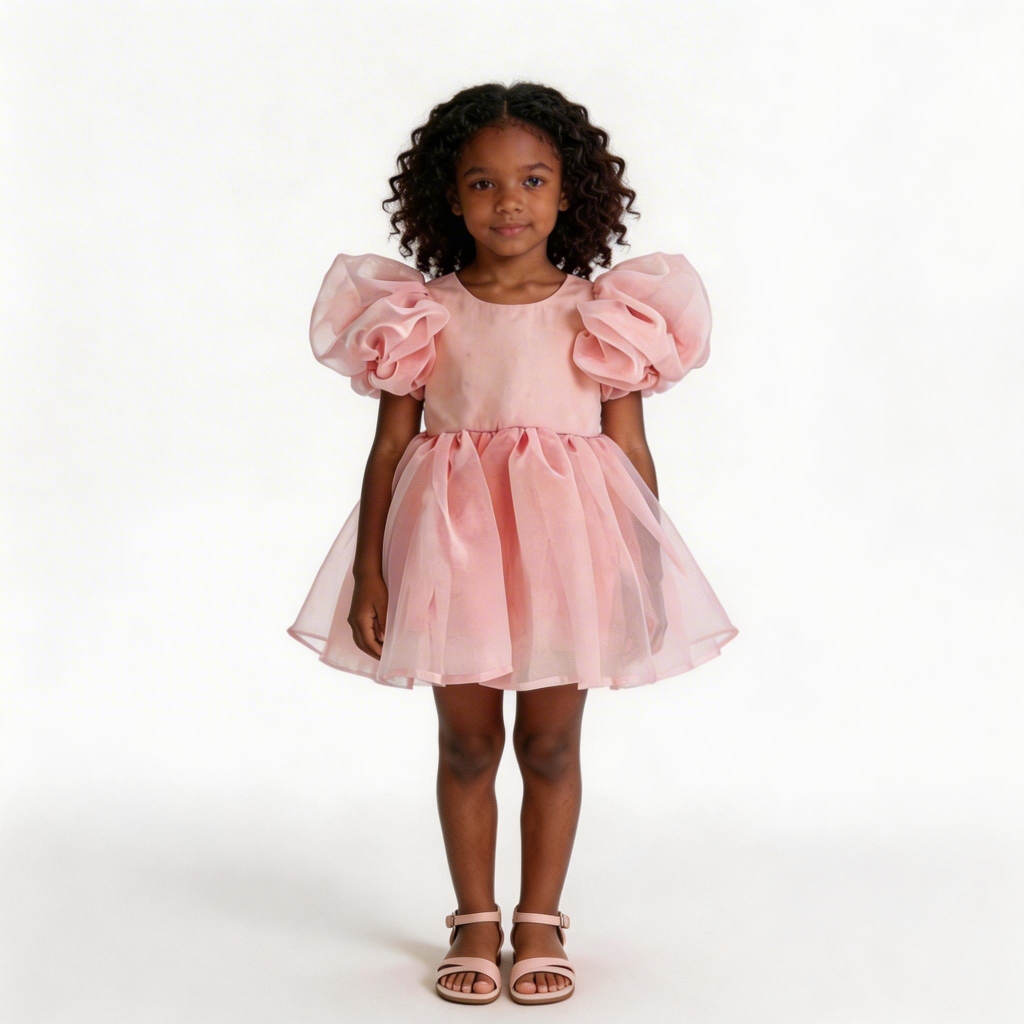 RTX Kids Princess Puff Sleeve Swim Dress - Pink